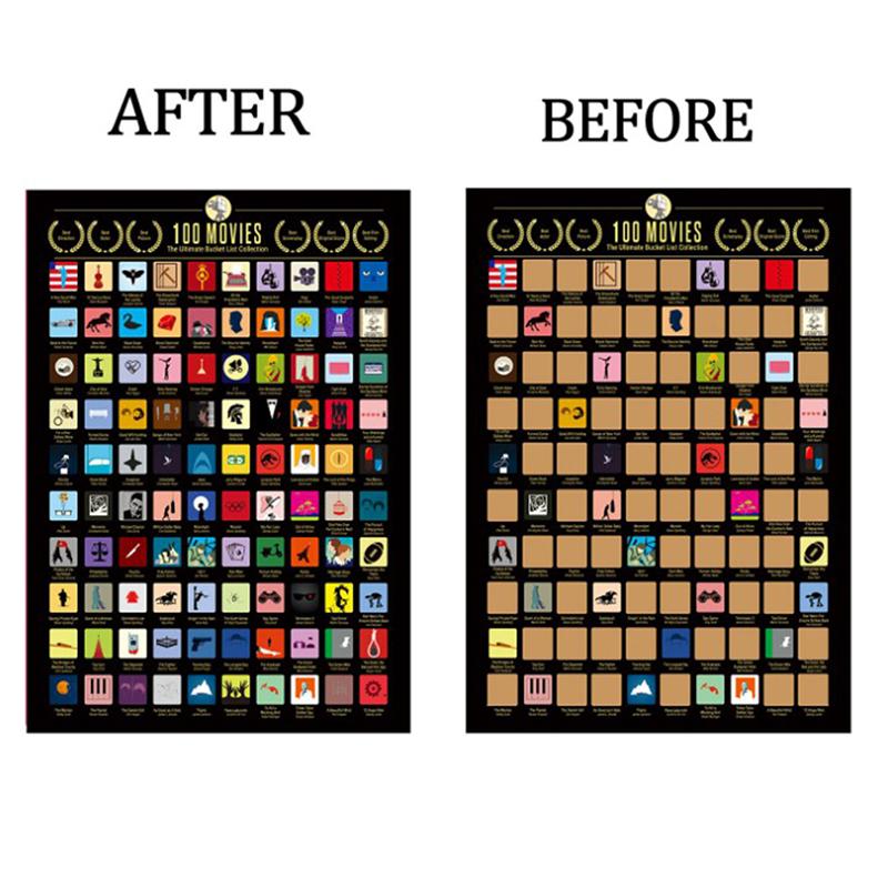 

100 фільмів. Зішкрябання фільму. Постер. Шпалери. Прикраса стіни для любителів кіно