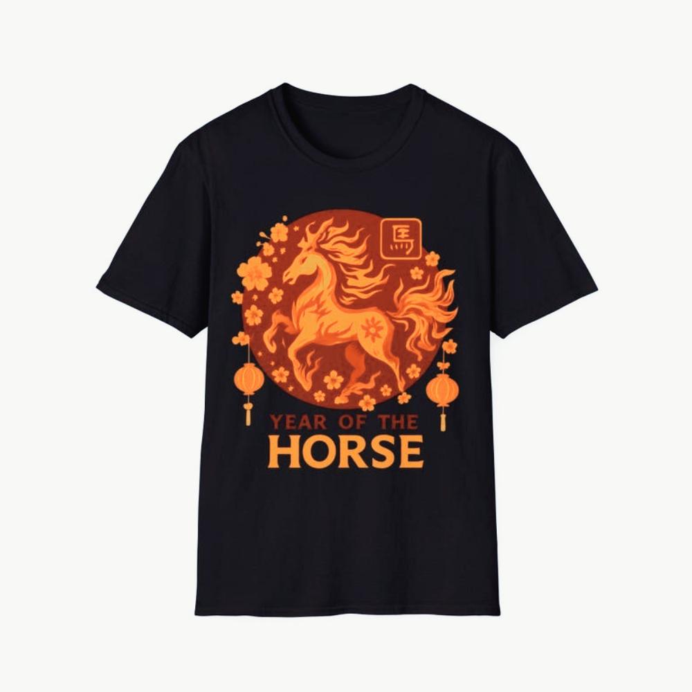 Year of The Fire Horse TShirt Chinese Zodiac 2026 TShirt Year of The Horse Unisex Shirt Men Women Holiday Casual Cotton Tops S