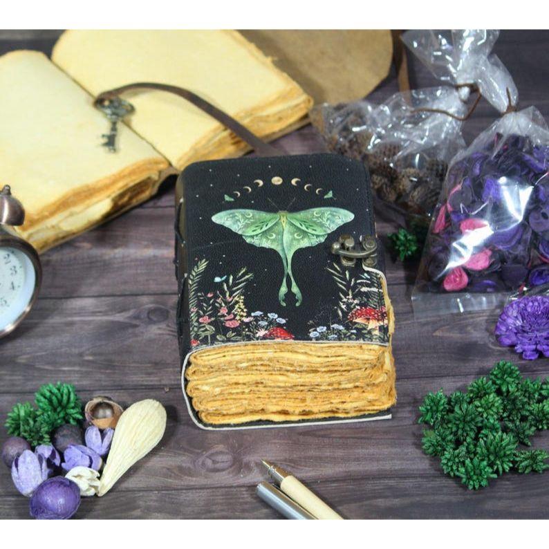 Luna Moth Leather Book of Shadows: Handmade Witchcraft Grimoire