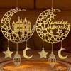 Eid Mubarak Moon Star Mosque Wooden Hanging Ornaments Kareem Ramadan Decorations