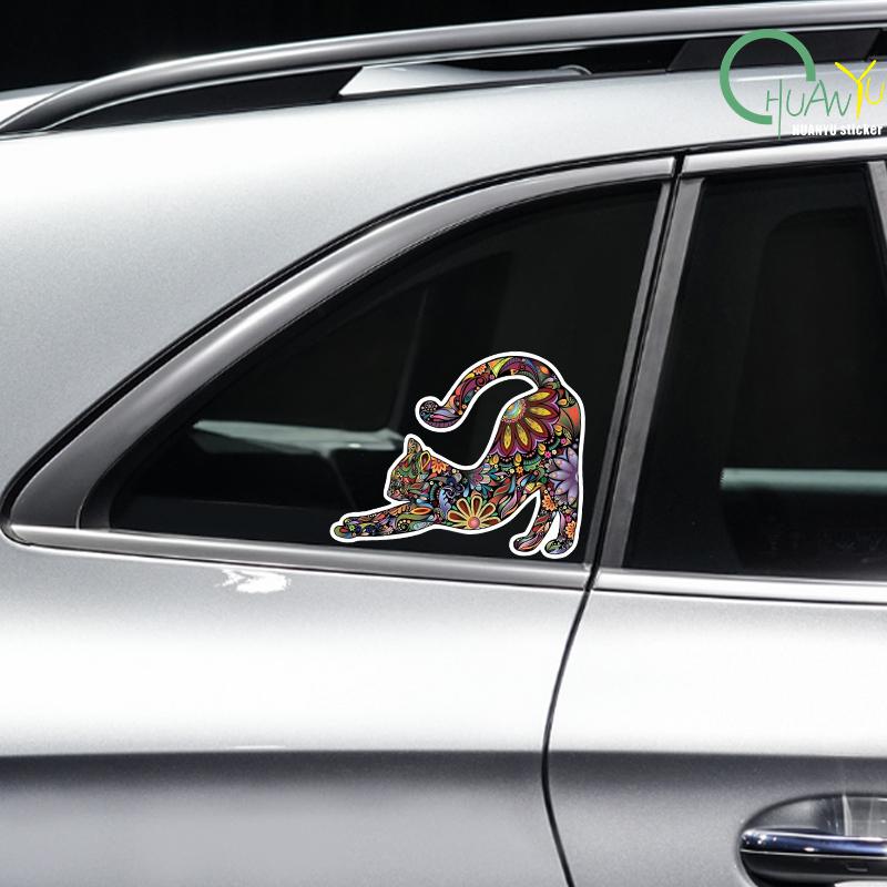 Colorful pattern cat  art stickers, car windows, motorcycle bumper stickers, waterproof reflective stickers
