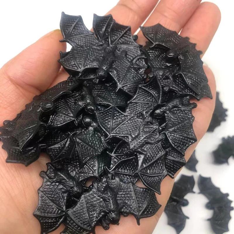 50pcs Plastic Luminous Black Fake Bat Halloween Decor Haunted House Horror Props Accessories DIY Party Dressing Party Favors