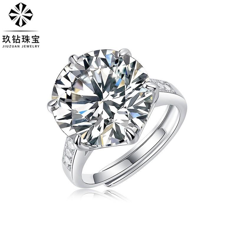 Sterling Moissanite Ring Women Lightweight Adjustable Solitaire Engagement Style Six Prong Setting