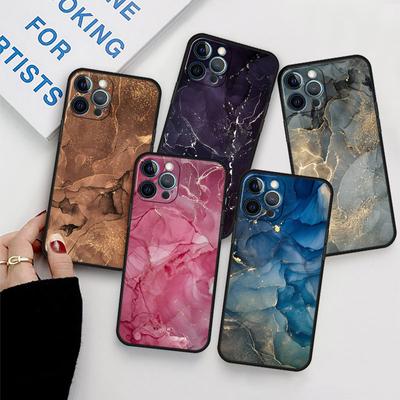 Case For Apple iPhone 11 13 12 14 Pro 7 Plus XR X XS Max 6 6S 13Pro SE 2022 Black Silicone Phone Funda Marble Pattern