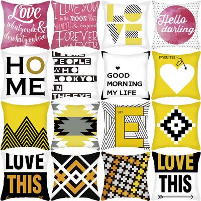 Nordic Cushion Pillow Geometric Linen Pillow Cover Yellow European Nordic Ins Style Cushion Cover