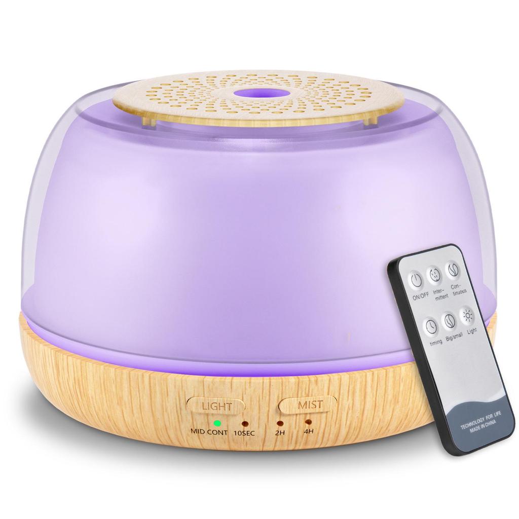 Wood Grain Ultrasonic Aroma Diffuser Lamp, 300ml Humidifier for Bedroom/Desktop