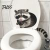 Kreative 3D-Blickende Waschbär-Toilettenaufkleber, Selbstklebender Toilettensitz-Aufkleber, Wasserdichter PVC-Wassertank-Aufkleber, Abziehbar und Aufklebbar Waschbär-Abziehbilder für