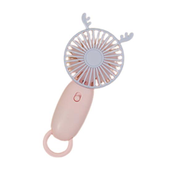 Animal Horn Mini Handheld Fan with Hanging Loop Speed Adjustable Cat Ears Cooling розовый