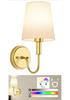 American-Style Wireless RGB Wall Lamp with Remote Control and Fabric Shade for Bedside, Living Room, or Stairwell