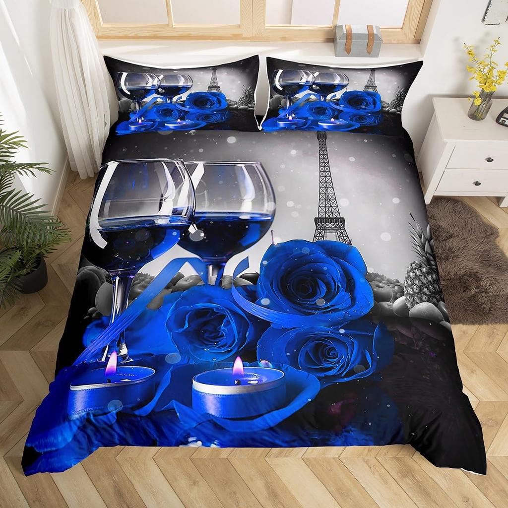 Wine Glass Duvet Covers for Adults Queen Lightweight Down Quilt Covers Romantic Style Bedspread Cover Bedroom Decor No Comforter