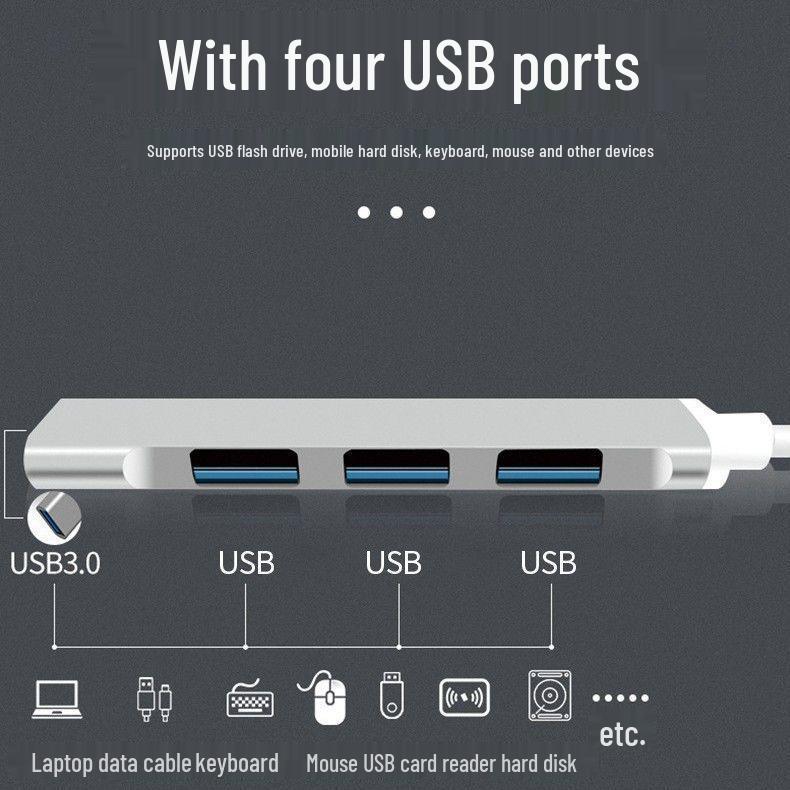 USB 3.0 Multi-Port Hub Splitter with Type-C for Laptops, Tablets, and Desktops