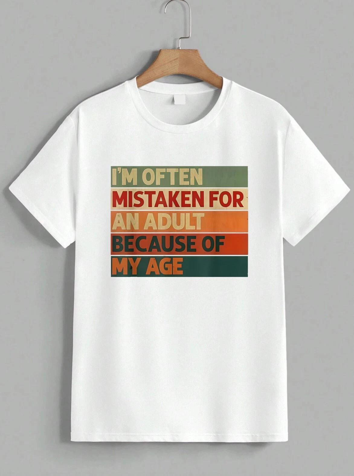 Funny Mistaken For An Adult Because My Age Sarcastic Old Retro T-Shirt Unisex S