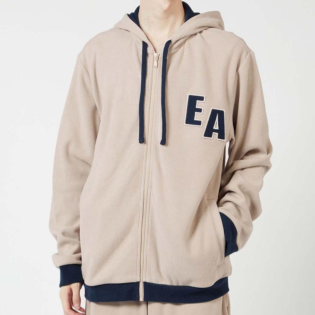 CORDUROY FLEECE FZ HOODIE Hoodie Jacket Open Front Zip Up Parka 54085860 Navy [Emporio Armani] Men's 68.