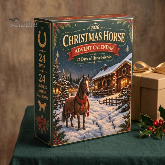 Family Festive Activity Toys Christmas Pony Advent Calendar, 24-Day Acrylic Ornament Set with Mini Cute Collection Horse Figures, Tree Hanging