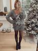 2024 Spring Women's Sequined Bowknot Loose Knitted Cardigan Sweater
