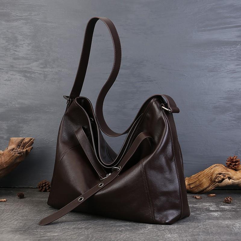 Johnature Genuine Leather Women's Bag Commuting Large Capacity Tote Bag Retro Lazy Shoulder Crossbody Bag