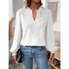 IHUASU Autumn Winter Fashion V-neck Lace Solid Color Long Sleeve Casual T Women's Top
