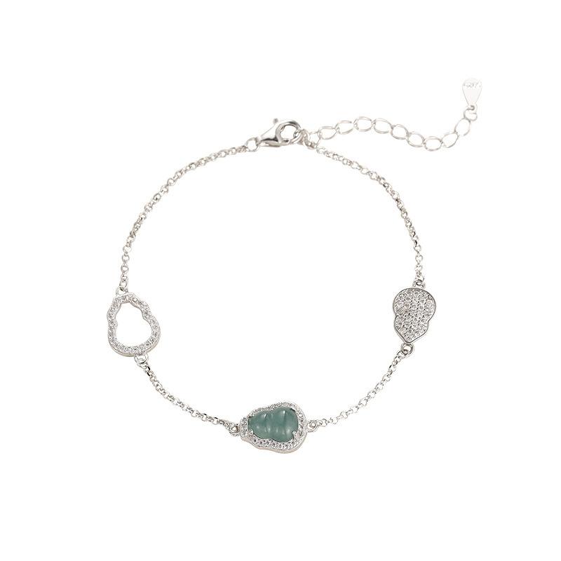 Blue Water Jadeite Gourd Bracelet Women'S Niche Lamp Luxury New Chinese Hollow Diamond High-End Jewelry Women Premium