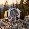 PU Leather Strap Dual Time Zone Watch Large Dial Men's Watch Luxury Quartz Watch  Casual Wear