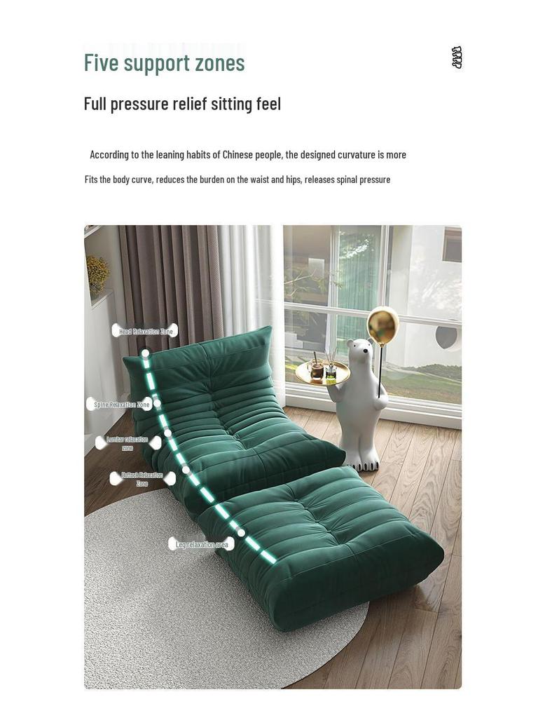 Caterpillar Bean Bag Sofa, Large Tatami Recliner for Balcony or Bedroom