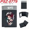 Japan Cartoon Comics Demon Slayer Color-blocked Tri-fold Flap Wallet with Snap Closure Portable Canvas Pocket Coin Purse 7565 KTB