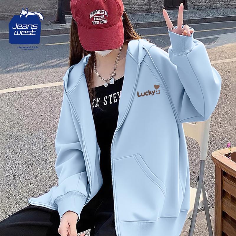 Jeanswest Women's Retro Hooded Loose Sweatshirt