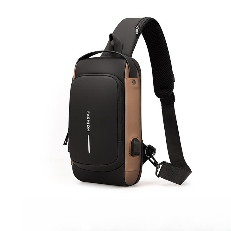 

Мужская сумка через плечо с защитой от кражи, кодовым замком, мотоциклетная сумка, уличная мода, мужская сумка, повседневная спортивная наплечная сумка, велосипедная нагрудная сумка коричневый