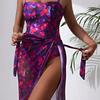 Women's Fashion Beach Vacation Lace-up One-piece Swimsuit Lace-up Sexy Beach Group Gauze Skirt Two-piece Set