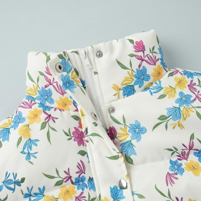 Colorful Printed Cotton Jacket for Women, Autumn and Winter Stand Collar Zipper Cotton Jacket, Warm Cotton Jacket for Women