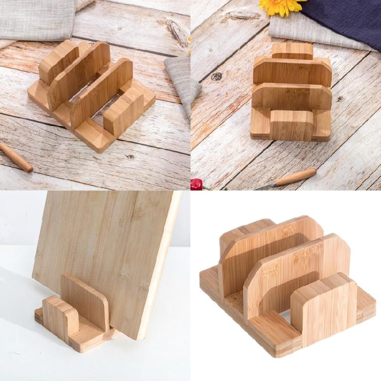 Compact Bamboos Cutting Board Storage Rack With Cutter Slot Kitchen Tool Organizers For Organized And Neat Kitchen Space