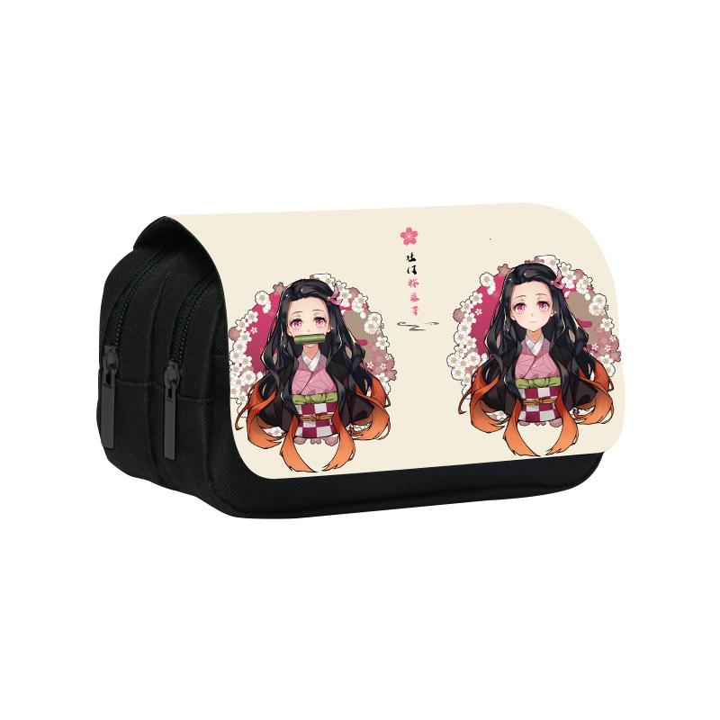 Astuccio a Doppio Strato Kimetsu No Yaiba 22cm/8.7inch Borsa Portapenne Scolastica per Studenti Ampio Spazio Astuccio per Studenti Regalo Scolastico