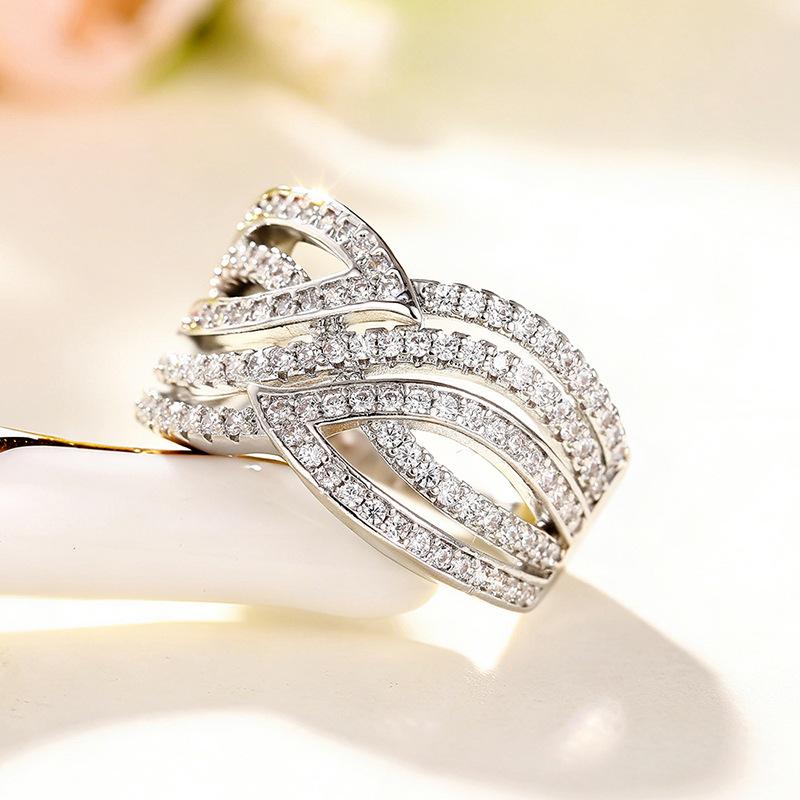 Classic Copper Alloy Zircon Ring Ladies Jewelry Wedding Promise Party Gift