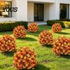 Long Lasting Faux Flowers for Home Fall Artificial Topiary Ball Flowers, Mums Plants Tree, UV Resistant Outdoor with Vibrant Floral Decor Spike, Fake
