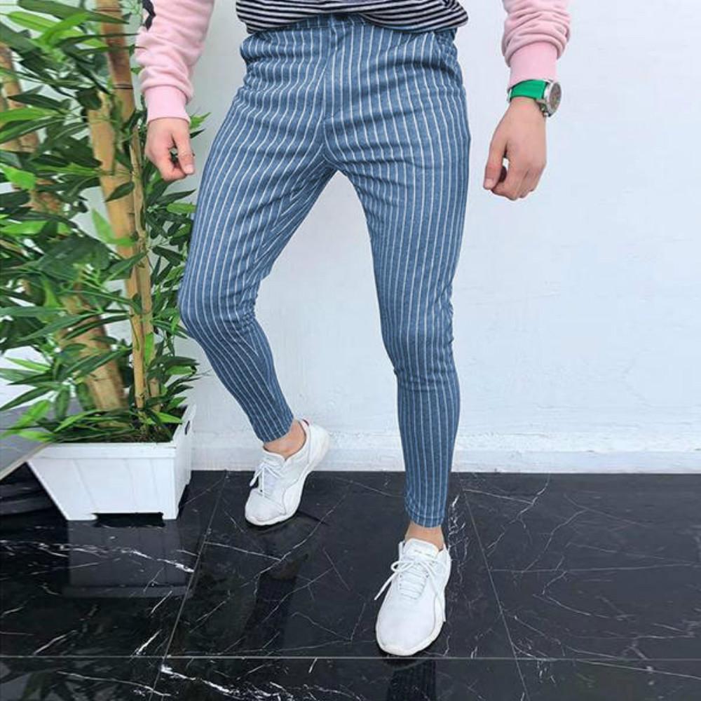 Buy Men's Casual Slim Fit Skinny Business Formal Suit Dress Pants ...