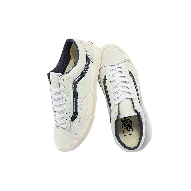 Vans Style 36 Low Top Skate Shoes With Blue Side Stripes Unisex Sneakers White VN0A3DZ3YY2