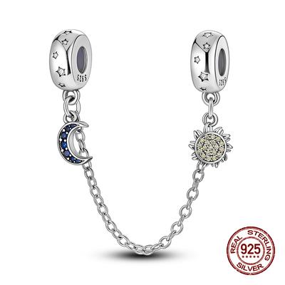Fit 3Mm Original Copper Charms Beads Stars Moons Safety Chain Charms For Women Fine Diy Birthday Jewelry Gifts