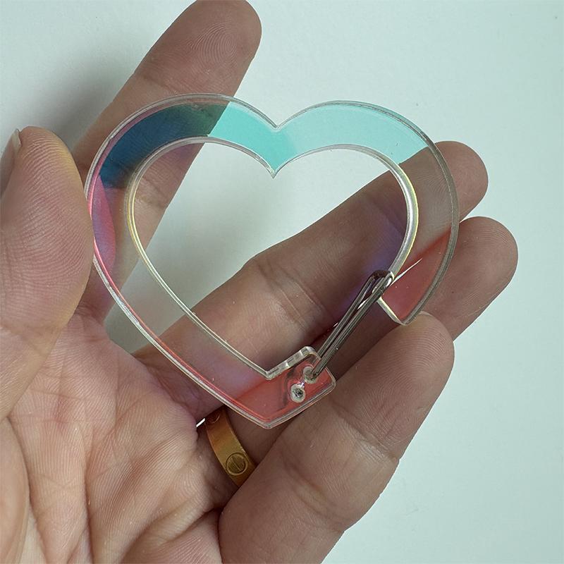 Ins Cute Acrylic Heart Keychain Multifunctional Carabiner Bag Decorative Pendant Key Ring Hanging A2