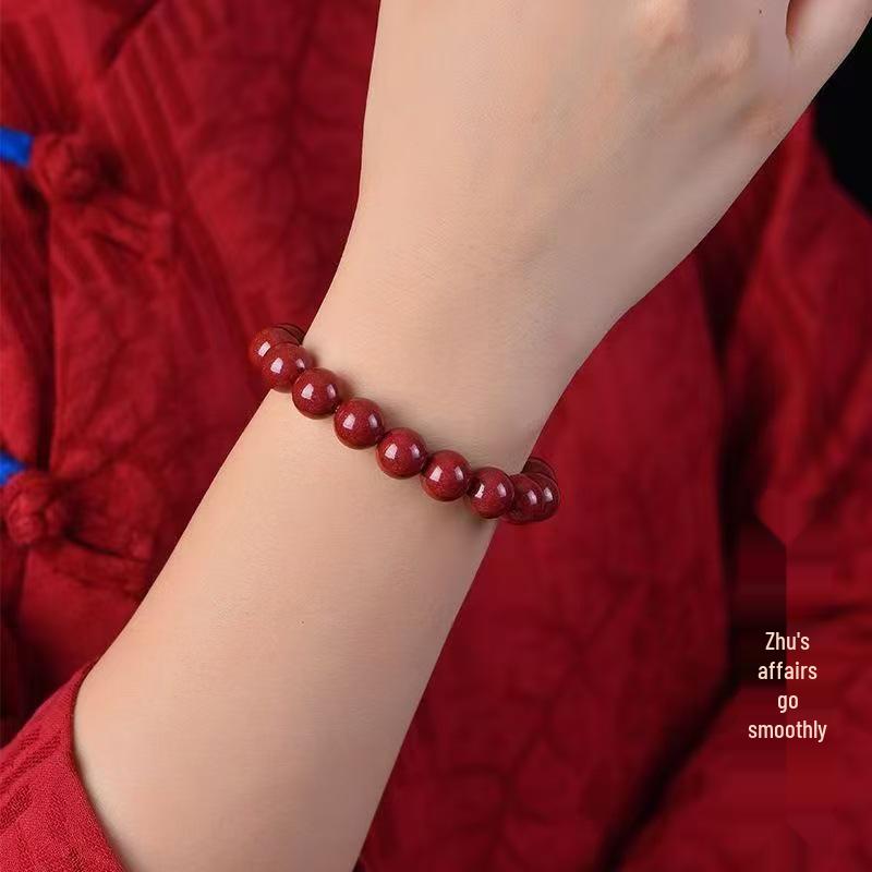 Women's Single-Loop Imitation Cinnabar Bracelet, Purple Gold Sand Design, Benming Year Edition