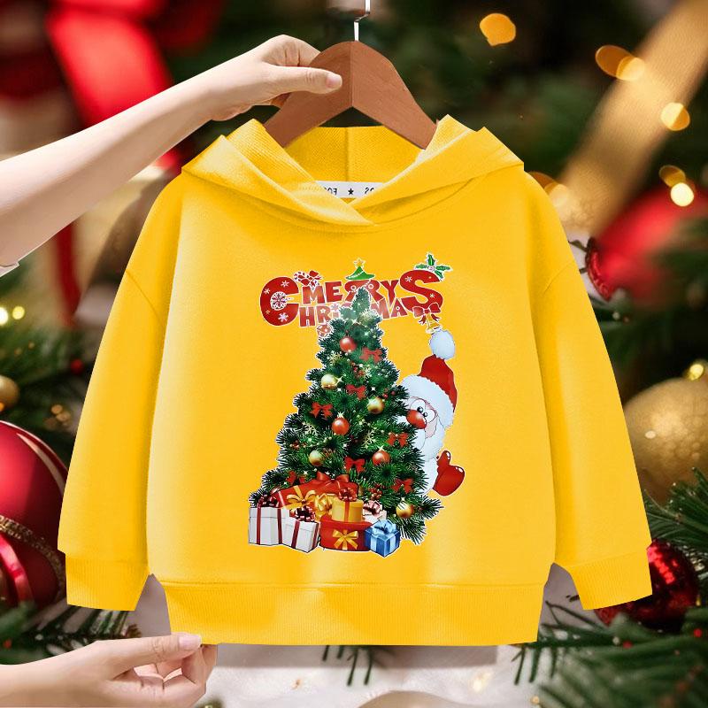 Children's Red Santa Claus Pattern Printed Hoodie for Girls Comfortable Outdoor Autumn/Winter Fashion Long Sleeve Hoodie