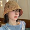 Cappello di Paglia Coreano da Spiaggia Estate Donna Visiera Traspirante Chic Cappelli a Secchiello Cappello da Pescatore Tessuto a Mano Ragazza Pesca Cappellini da Sole per Donne