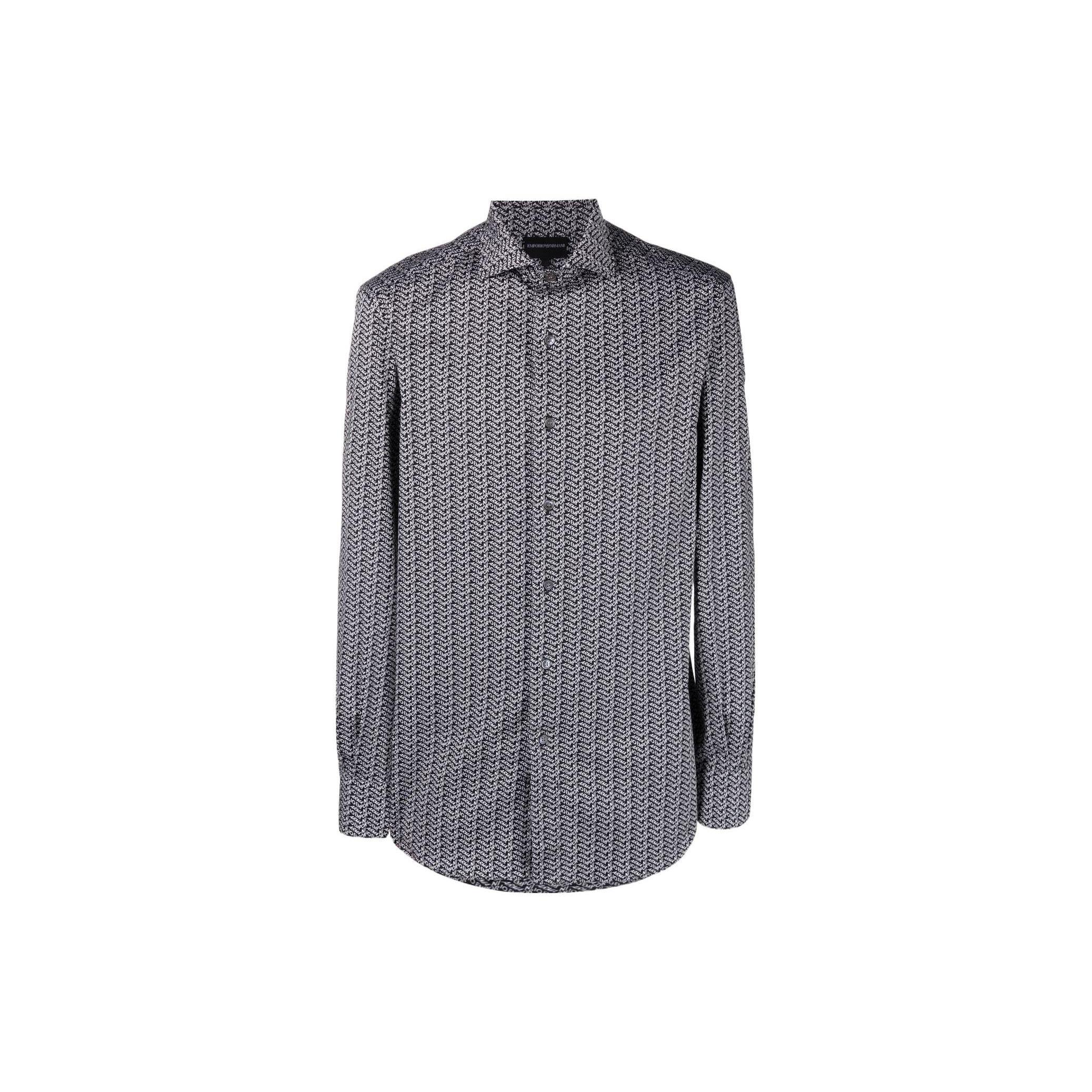 Emporio Armani Ss22 Logo All Over Print Polo Shirt Men shirts Black 3L1C86-1NB3Z-F914 M