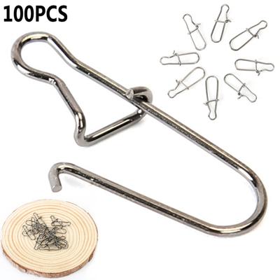 MUQZI Sports Accessory 100Pcs Stainless Steel Snap Hooks Fishing Barrel Swivel Safety Lure Connector