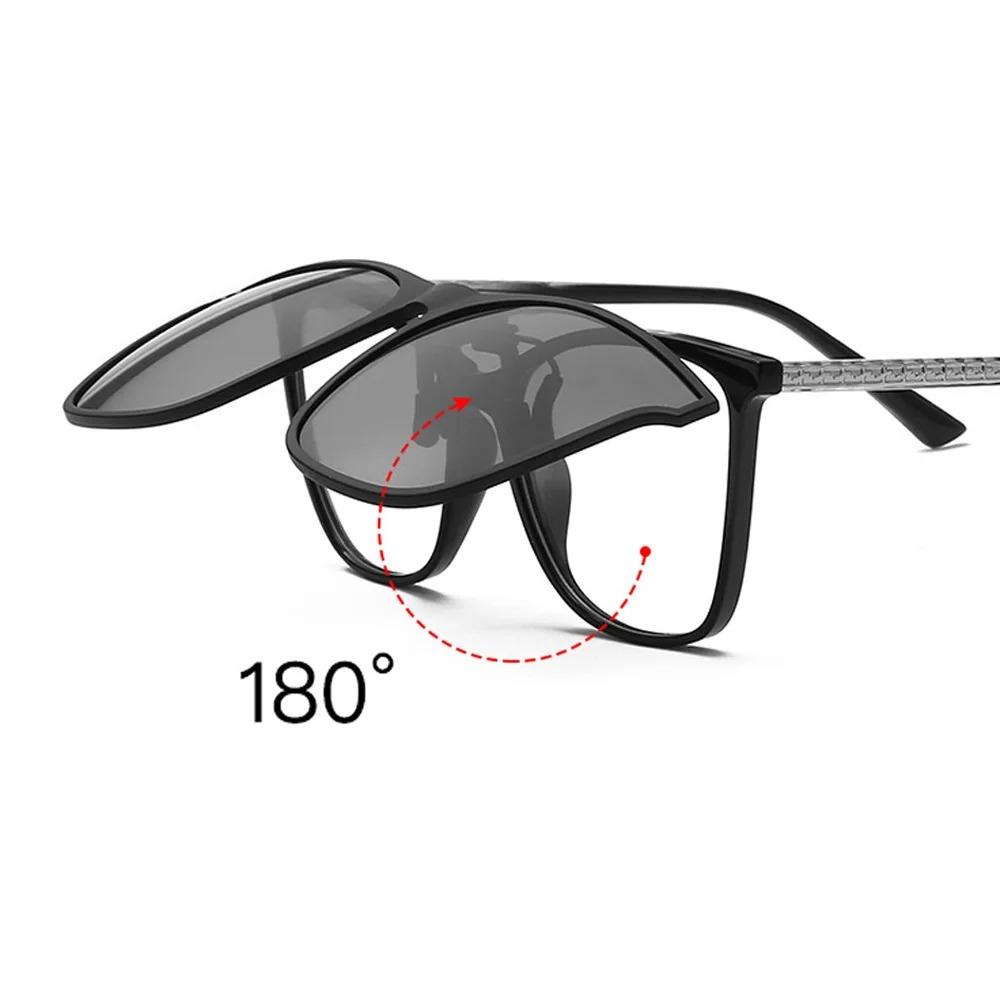 Okulary przeciwsłoneczne polaryzacyjne nakładane na klips Męskie Damskie Fotochromowe Gogle dla kierowcy samochodowego Okulary do jazdy nocnej Przeciwodblaskowe Okulary w stylu vintage