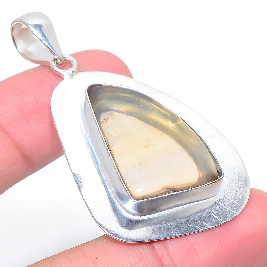 

Подвеска из стерлингового серебра 925 пробы с натуральным драгоценным камнем флюорит ручной работы 2,25 дюйма f8o07