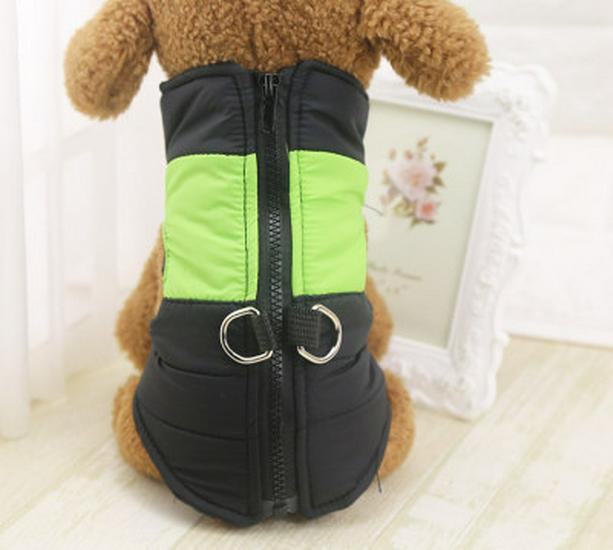 

Зимняя одежда для питомцев с хлопковой подкладкой и тяговой пряжкой для собак и кошек XS зелёный/чёрный