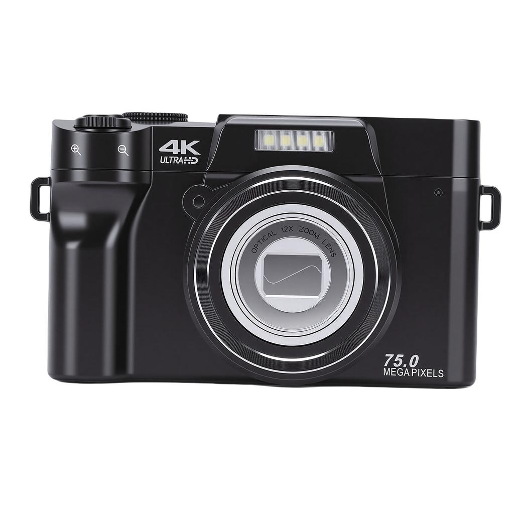 4K Digital Camera 12X Optical Zoom WIFI 75MP Portable Auto   Compact Camera for Travel