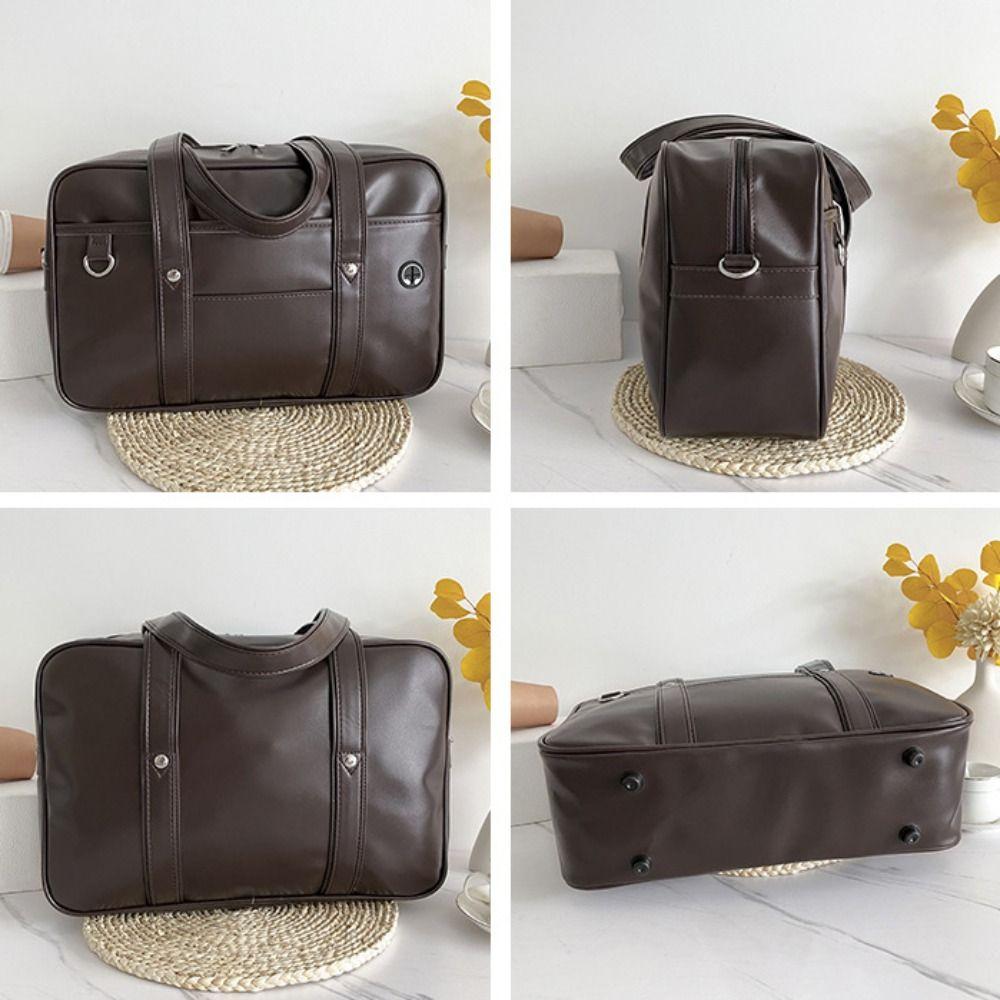 PU Leather JK Uniform Bag Solid Color Retro Handbag Preppy Style Shoulder Bag Commuting Junior High School Crossbody Bag