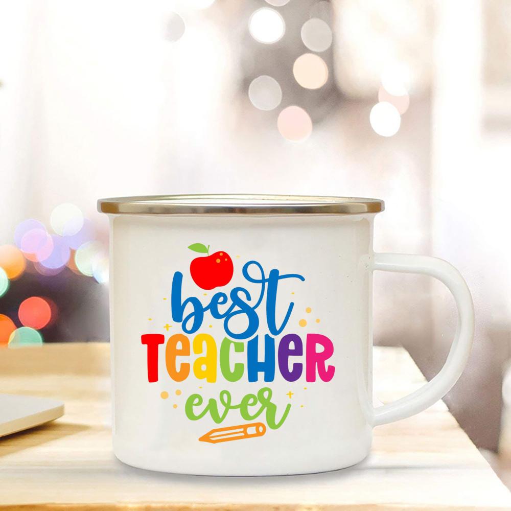 Best Teacher Ever Enamel Cup Coffee Lover Original Gift Teacher s Day Surprise for Teacher Enamel Coffee Tea Mug Novelty Gifts 360ml