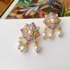 1 Par de Preciosos Pendientes con Flecos de Perlas de Imitación, Estilo Pintura al Óleo Barroca, Regalo para San Valentín, Cumpleaños, Aniversario, A juego con la Moda Femenina