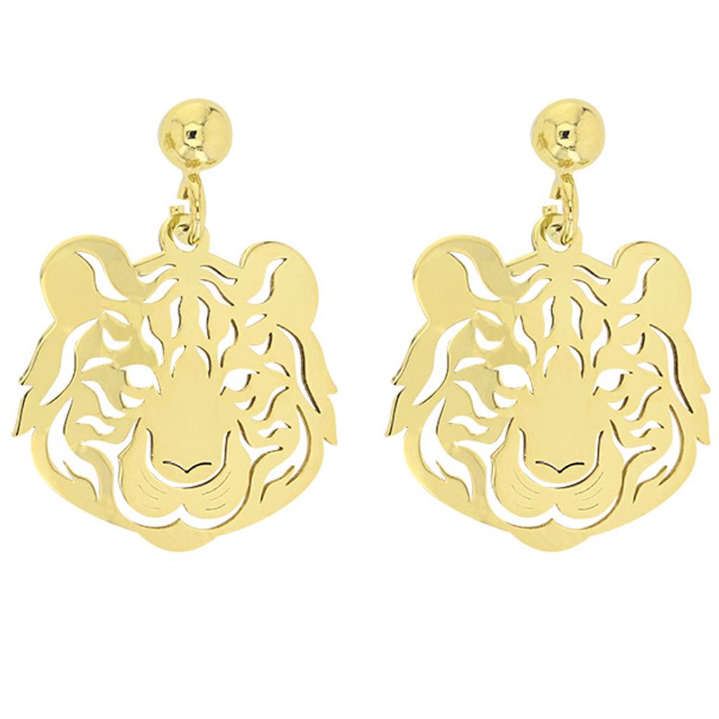 Les Trésors De Lily [Q9341] - Handmade Silver 'Jungle' Gold-plated Earrings - 18x18 Mm (tiger)